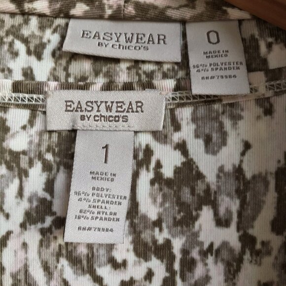 Chico's Easywear Twin 2 PC Set Jacket Size 0/1 Shell Slinky Leopard Brown Pink - Picture 10 of 12